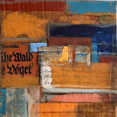 Ein collageartiges Bild aus farbigen Paperstücken und Textfragmenten.